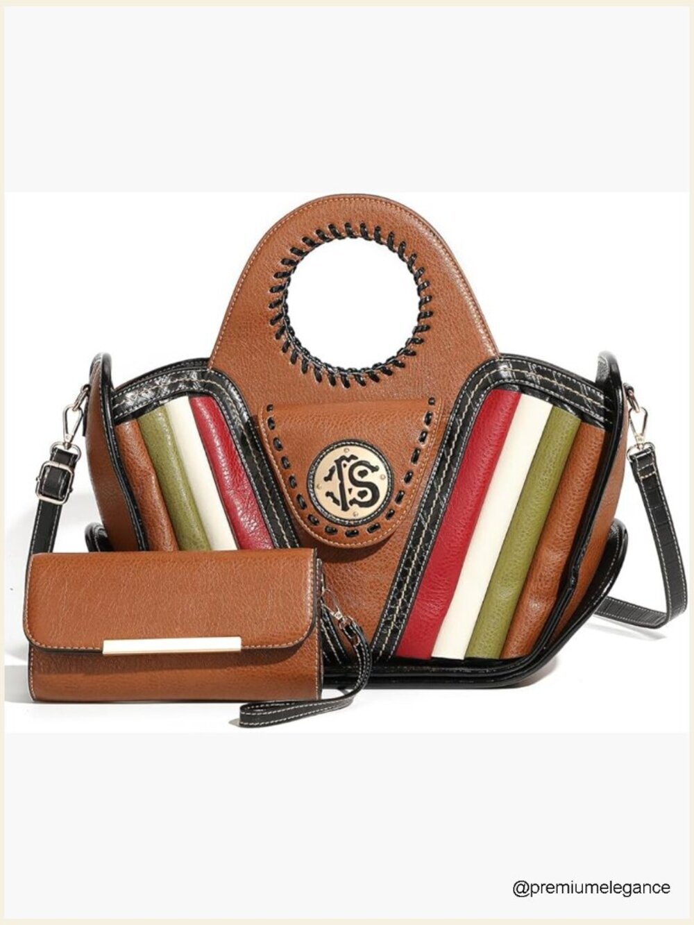Large Capacity Faux Leather Top Handle Crossbody Handbag Set with Wallet